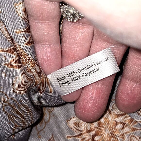 HOBO Charlie Grey Leather Shoulder Bag W/ Brown Strap & Brass Hardware 13"X9"X5" - Picture 11 of 14